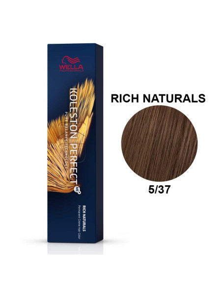 Koleston Perfect ME+ Naturais Ricos 5/37 Castanho Claro Dourado Marron 60ml - Wella Professionals Wella Koleston Perfect