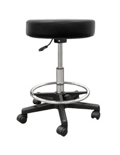 Taburete negro regulable con reposapiés