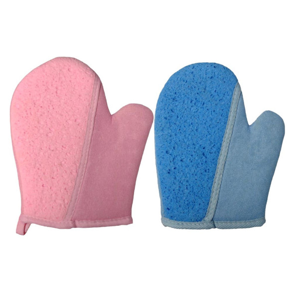 Guante de baño con esponja de celulosa