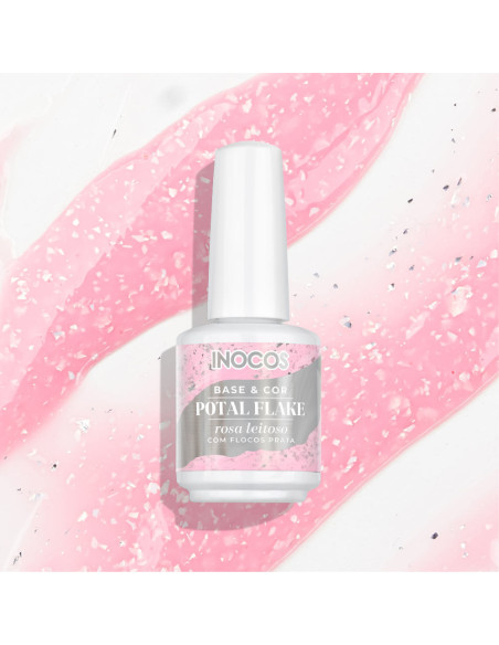 Potal Flakes Rosa Leitoso com Flocos Prata 15ml - INOCOS INOCOS Complementos