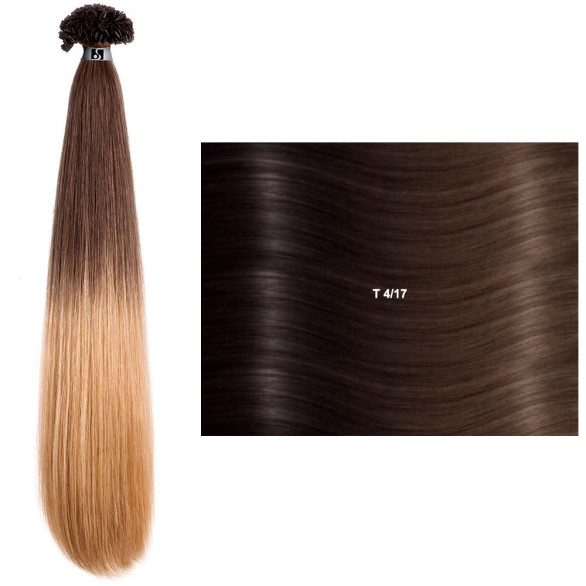 SHE extensiones lisas D Shatush de queratina 55/60 cm, 10 piezas