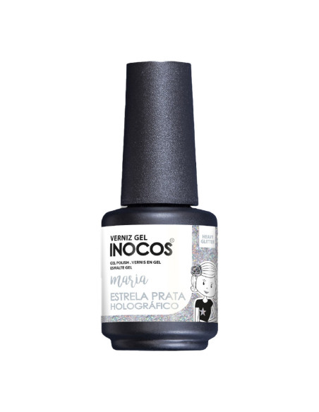 Maria Estrela Prata Holográfico Verniz Gel 15ml Inocos INOCOS Verniz Gel