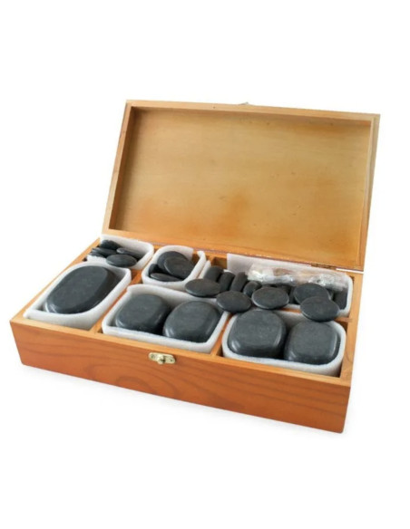 Piedras de basalto para masaje con caja, 60 unidades