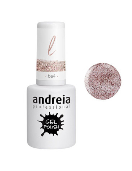 Esmalte semipermanente Andreia Ballet BA4 glitter rosa y dorado 10,5 ml