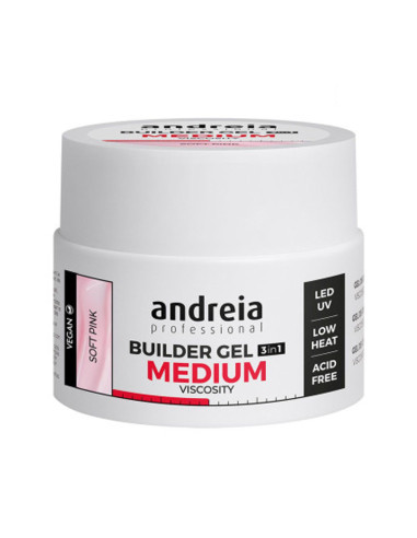 Andreia Builder Gel 3 IN 1 Soft Pink - Média Viscosidade 44gr Gel Construção Andreia