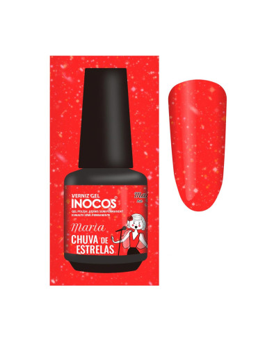 Verniz Gel Vermelho Neon Suave Cintilante Maria Chuva de Estrelas 15ml Maria na TV INOCOS INOCOS Verniz Gel