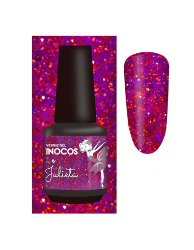 Verniz Gel Violeta com glitter Vermelho Julieta 15ml - Coleção Bailados da Maria Inocos INOCOS Verniz Gel