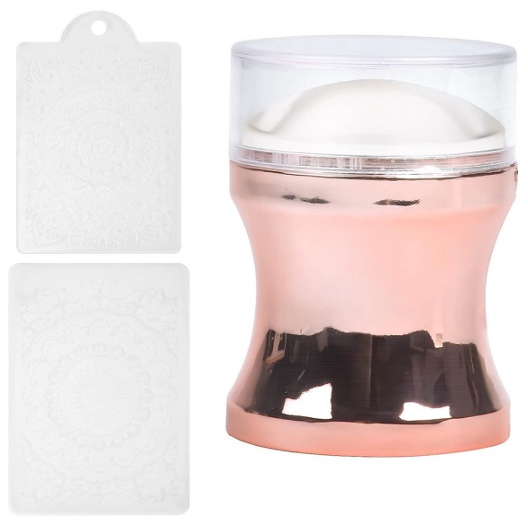 Sello nail art cobre de silicona XXL con 2 placas