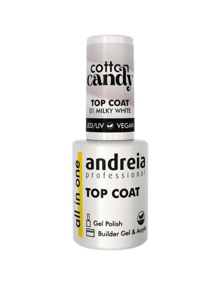 Top Coat  All in One Cotton Candy 01 Andreia Profissional Milky White 10.5ml