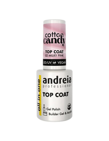 Top Coat  All in One Cotton Candy 02 Andreia Profissional Milky Pink 10.5ml