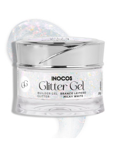 Inocos Diamonds gel constructor blanco lechoso con purpurina 30 g
