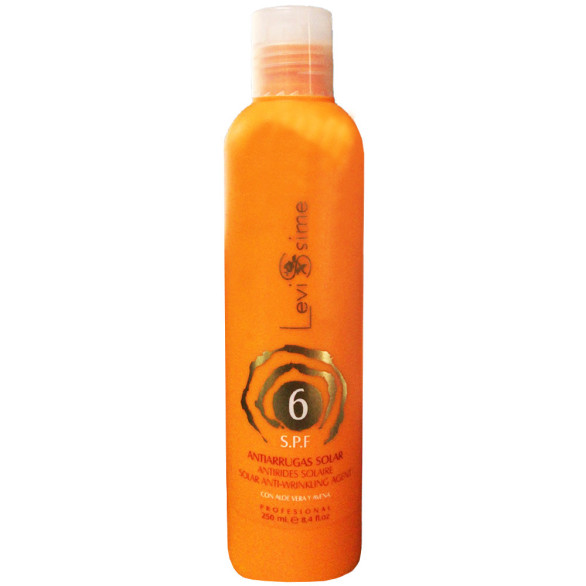 Envase naranja de crema solar Levissime SPF 6 de 250 ml