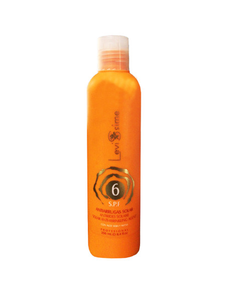Envase naranja de crema solar Levissime SPF 6 de 250 ml