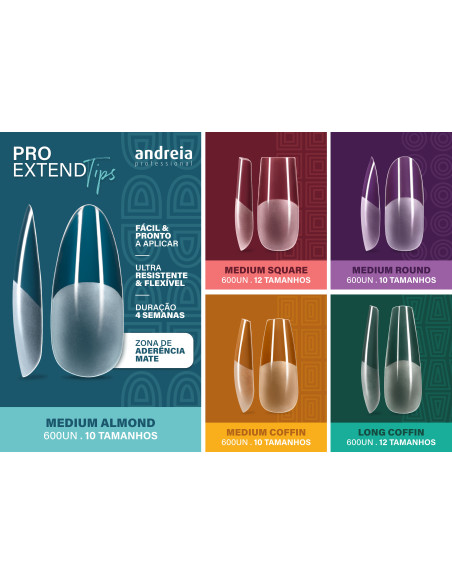 Tips Unhas PRO Extend Medium Almond Andreia Tips Unhas