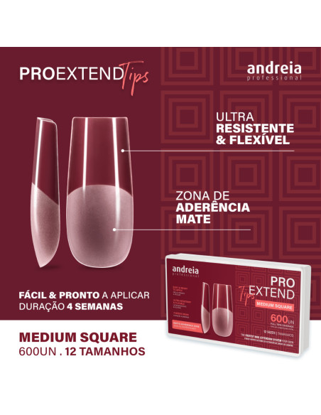 Andreia Pro Extend tips Medium Square 600 unidades