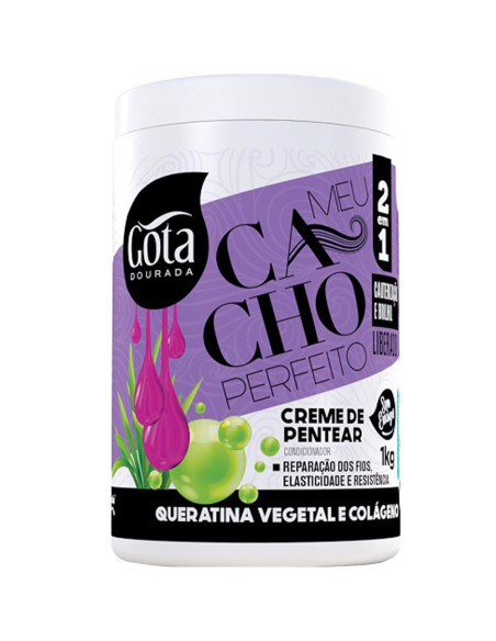 Creme de Pentear Gota Dourada Meu Cacho Perfeito Queratina Vegetal 1Kg Gota Dourada