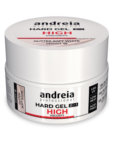 Andreia Hard Gel 2 IN 1 Glitter Soft White Alta Viscosidade 22gr Gel Construção Andreia