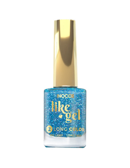 Verniz Like Gel INOCOS 180 Glitter Azul Holo 11ml INOCOS Verniz Like Gel 