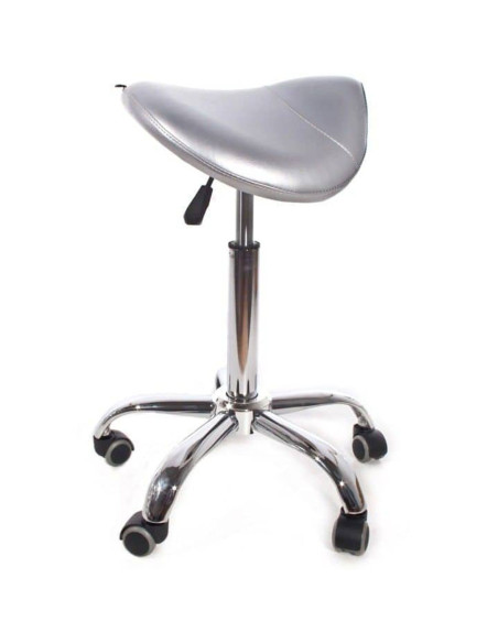 Taburete ergonómico con base cromada