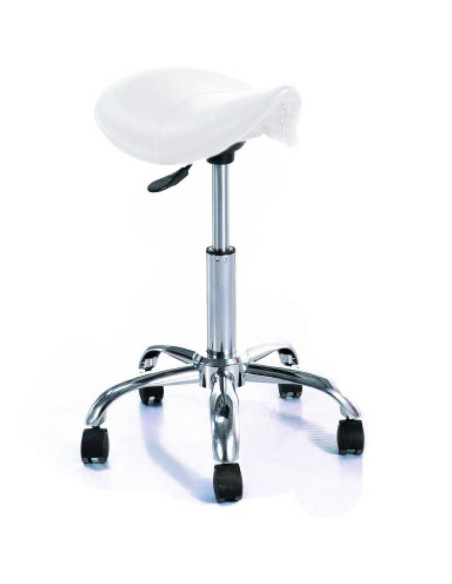 Taburete ergonómico con base cromada