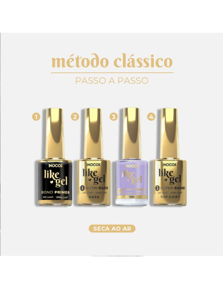 Verniz Like Gel INOCOS 191 Ametista Pastel 11ml efeito gel s/lâmpada