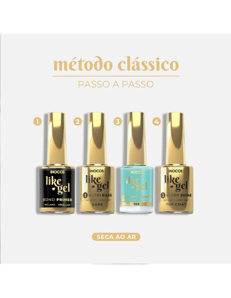 Verniz Like Gel INOCOS 193 Esmeralda Pastel 11ml efeito gel s/lâmpada