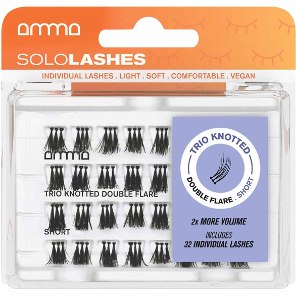 Amma Sololashes Trio Knotted Double Flare S pestañas individuales 32 unidades