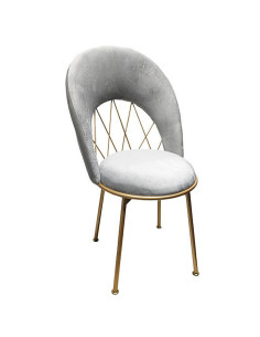 Nórdic silla de terciopelo gris con patas doradas