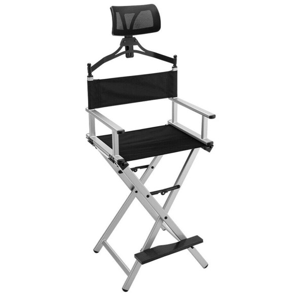 Silla de maquillaje profesional plateado