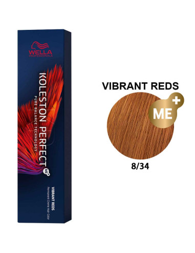 Koleston Perfect Vermelhos Vibrantes 8/34 Louro Claro Dourado Cobre 60ml - Wella Professionals