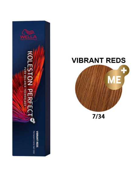 Wella Koleston Perfect rojos vibrantes 7/34 rubio medio dorado cobre 60 ml