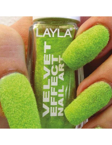 Layla Velvet Effect 07 verde microfibras nail art