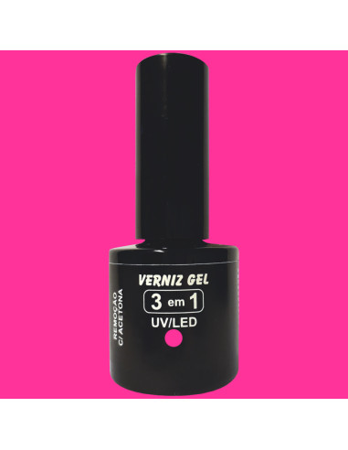 Vernis Em Gel 3 em 1 UV/LED G03 Rosa Choque 10ml