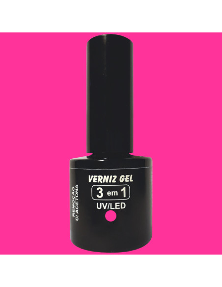 Vernis Em Gel 3 em 1 UV/LED G03 Rosa Choque 10ml