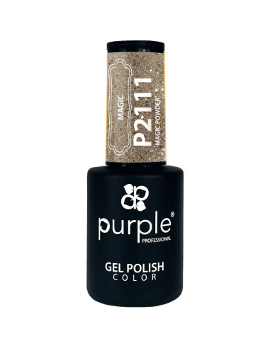 Verniz em Gel Purple P2111 Magic Powder 10ml Dourado Cintilante