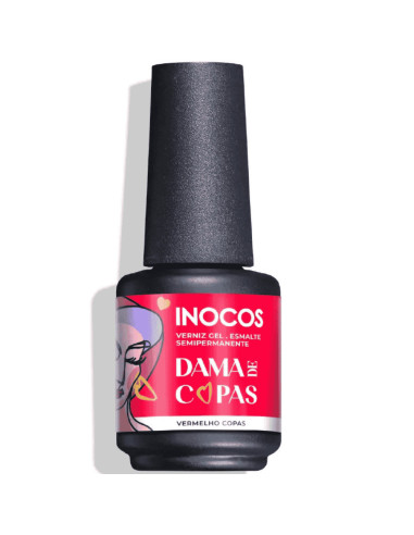 Verniz Gel Inocos Dama de Copas 15ml Vermelho Copas