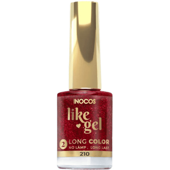Esmalte efecto gel Inocos Like Gel 210 11 ml Rojo Cristalizado
