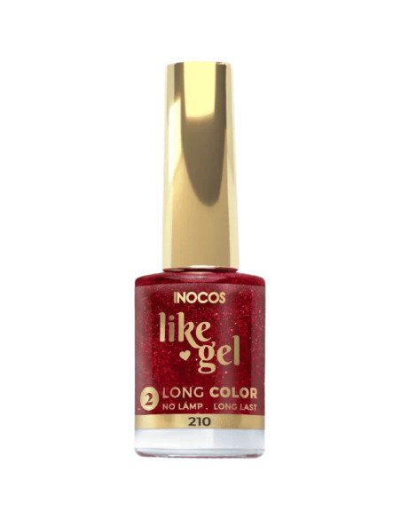 Esmalte efecto gel Inocos Like Gel 210 11 ml Rojo Cristalizado