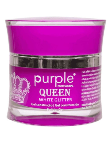 Gel de Construção Purple Queen White Glitter 15gr Lilaz Cintilante