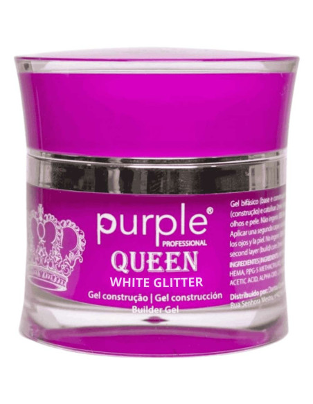 Gel de Construção Purple Queen White Glitter 15gr Lilaz Cintilante