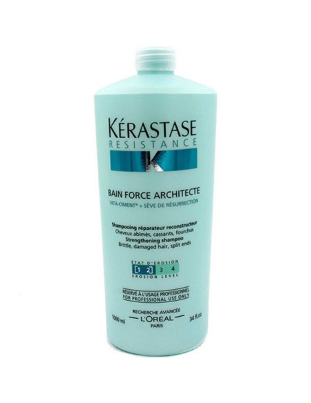 Shampoo Kerastase Resistance Bain Force Architecte para Cabelo Danificado 1000 ml.