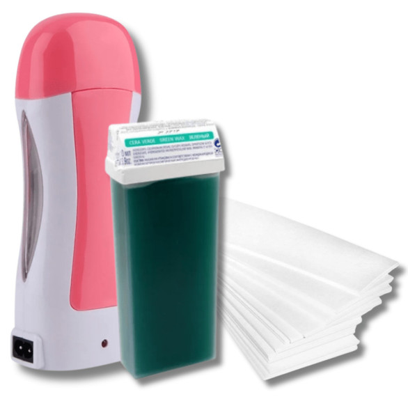 Kit básico de depilación 1 con calentador roll-on rosa
