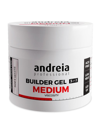 Andreia Builder Gel 3 EN 1 soft white Viscosidad Media 200g