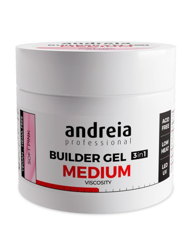 Andreia Builder Gel 3 EN 1 soft pink Viscosidad Media 200g