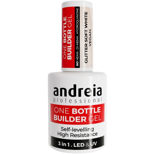 Andreia One Bottle Builder Gel Glitter Soft White 14 ml