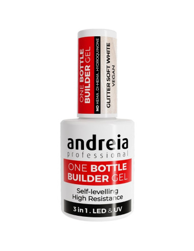 Gel Constructor Todo en Uno 3 EN 1 Glitter Soft White Baja Viscosidad 14ml Andreia