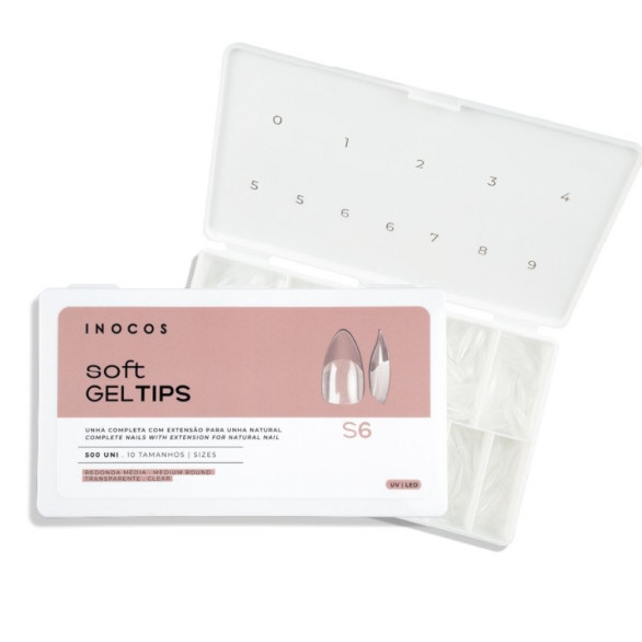 INOCOS Soft Gel Tips S6 Medium Round, 500 unidades