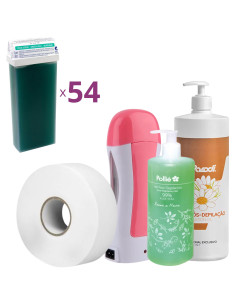 Kit de depilación 54 roll-ons con calentador y accesorios