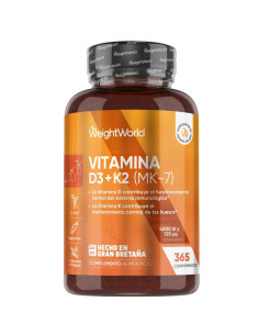 WeightWorld vitamina D3 4000 UI con K2 125 µg, 365 comprimidos