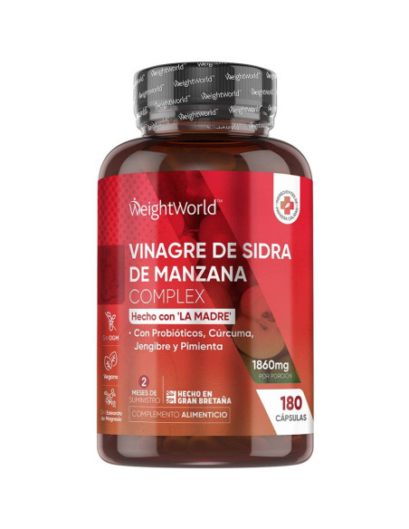 WeightWorld vinagre de manzana complejo 1860 mg, 180 cápsulas